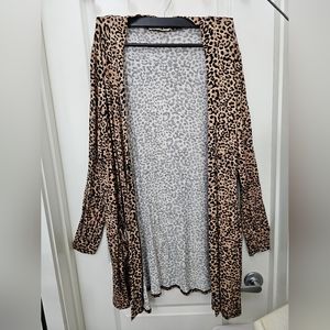 Adorable Animal Print Leopard Cheetah Open Front Lightweight Cardigan Size 2X
